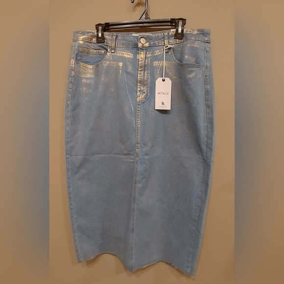 Metallic Blue Maxi Skirt - Picture 1 of 7